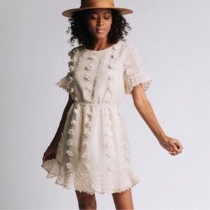 NWOT &merci Pom Pom So Close To My Heart Mini Dress. Cream Color. Size S